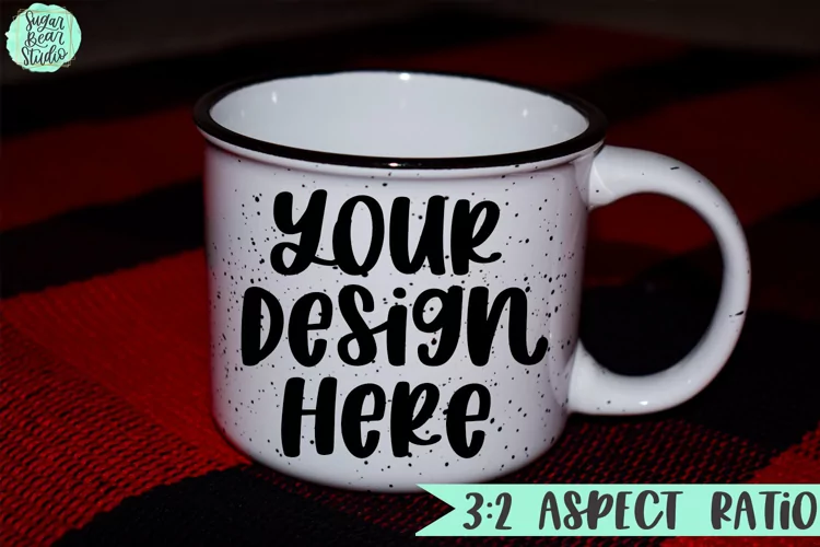 White Mug Buffalo Plaid Mockup | Holiday Theme Mockup
