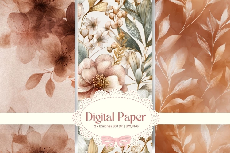 Flower Pattern Background Wallpaper Digital Paper Wrap_69 example image 1