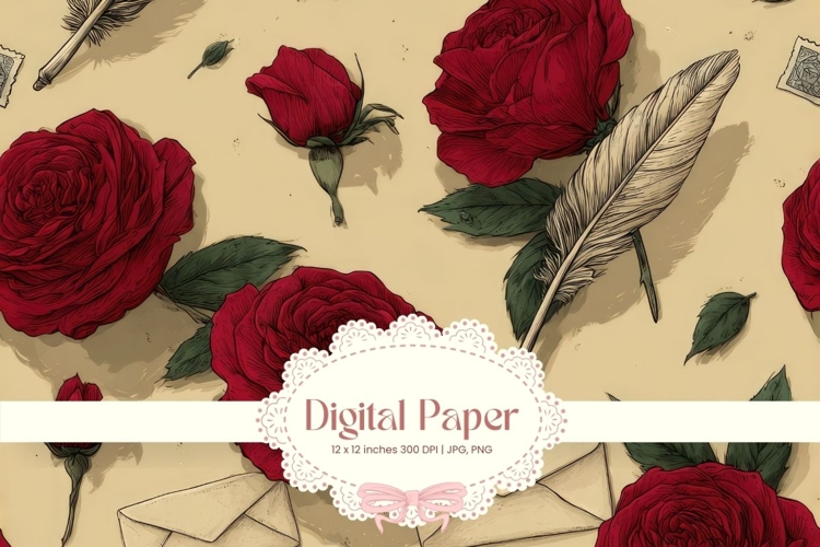 Rose Flower Background Digital Paper Wallpaper Backdrop_75