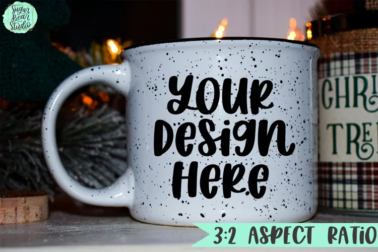 White Mug Mockup | Christmas Theme Mockup