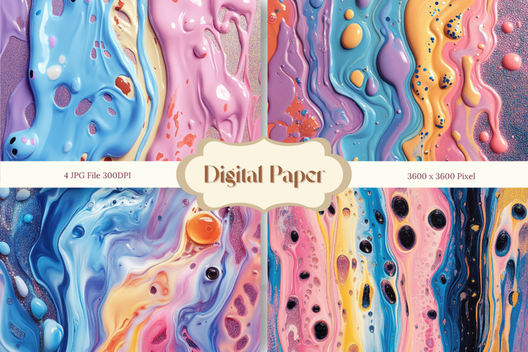 Rainbow Liquid Oil Paint Wall Art Background Wallpaper_2