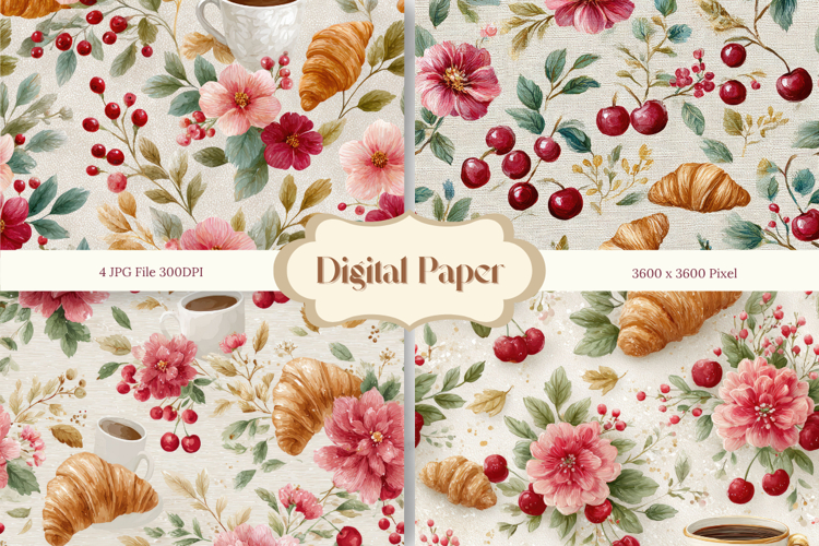 Croissant Background Bakery Cafe Decorate Wallart