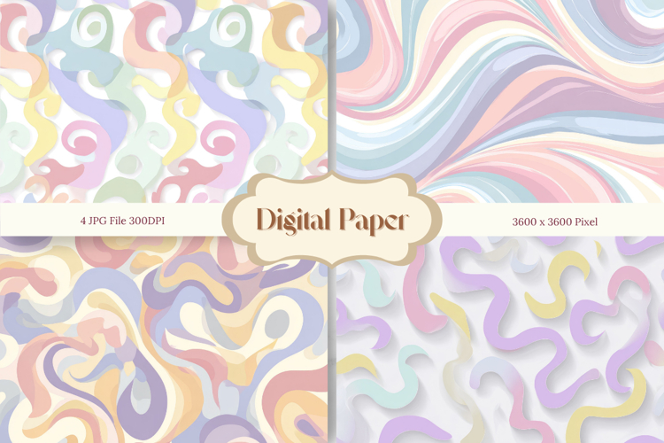 Abstract Wave Digital Paper Background Wallpaper Wallart_2 example image 1