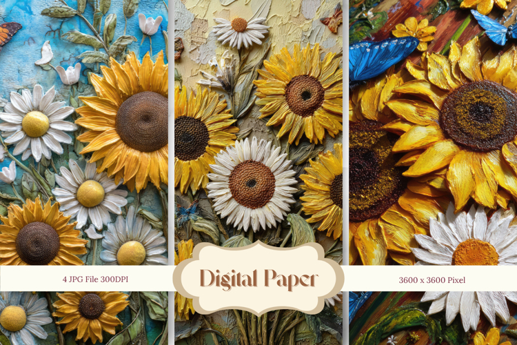 Sunflower Background Wallpaper Digital Paper Wall Art