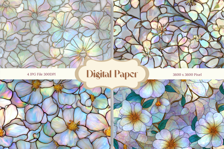 Flower Stained Glass Background Glass Texture Backdrop_6