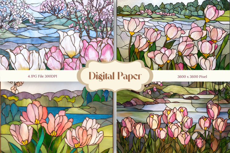 Flower Stained Glass Background Glass Texture Backdrop_7