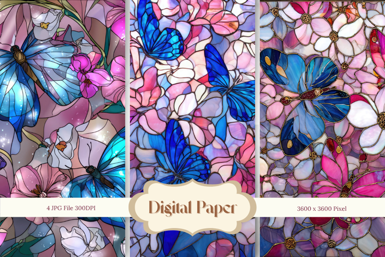 Flower Stained Glass Background Glass Texture Backdrop_9