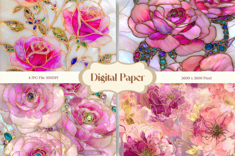 Flower Stained Glass Background Glass Texture Backdrop_23