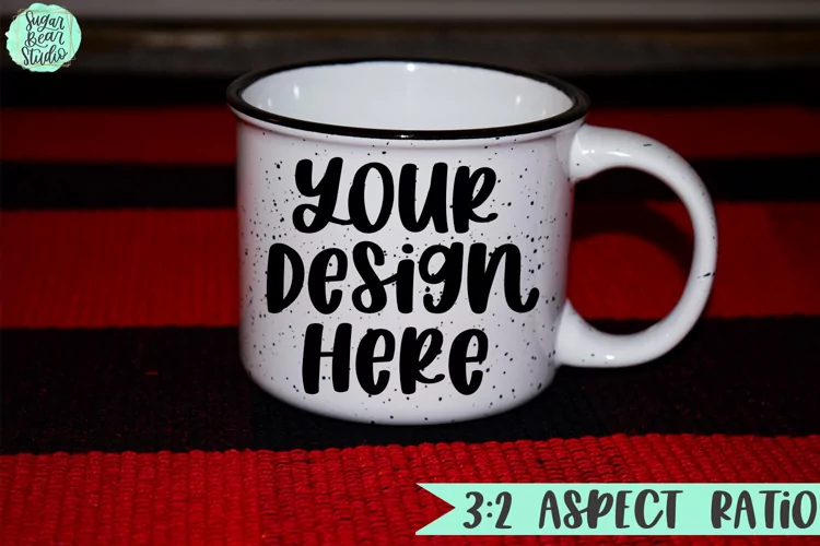 White Mug Buffalo Plaid Mockup | Holiday Theme Mockup
