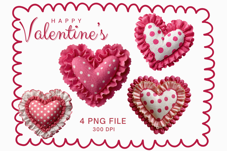 Pink Polka Dot Heart Love Watercolor Valentines Day Heart