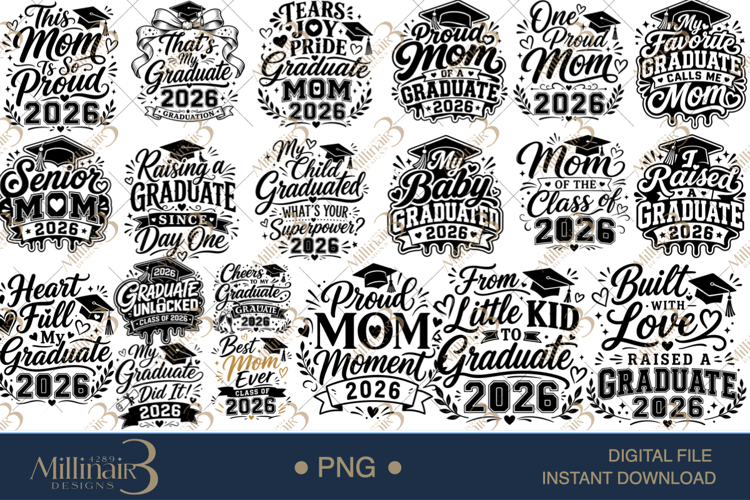 Graduation 2026 Mom Edition SVG PNG Bundle example image 1