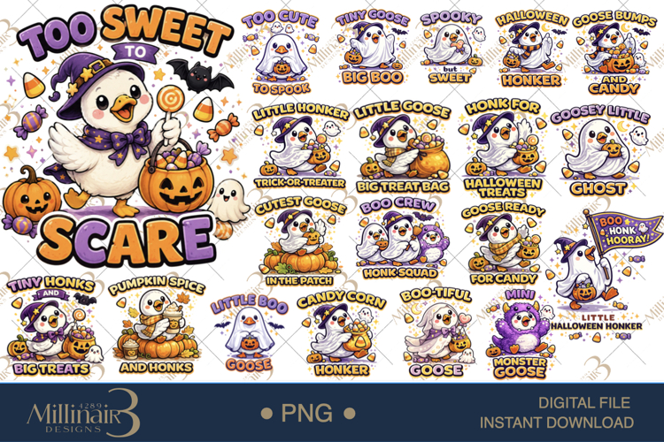 Cute Halloween Goose PNG Bundle,Halloween Goose Designs