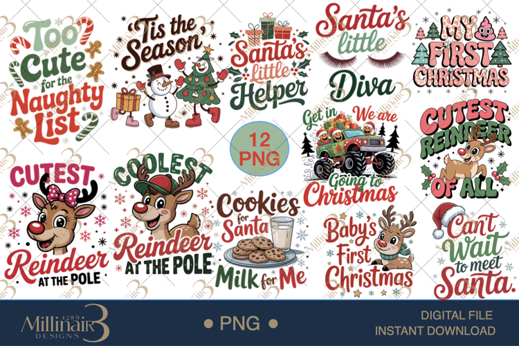 Baby’s First Christmas PNG Bundle Funny, Cute Holiday Art