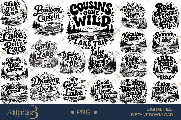 Funny Lake Vacation Quotes SVG PNG Bundle, Lake Trip Shirt