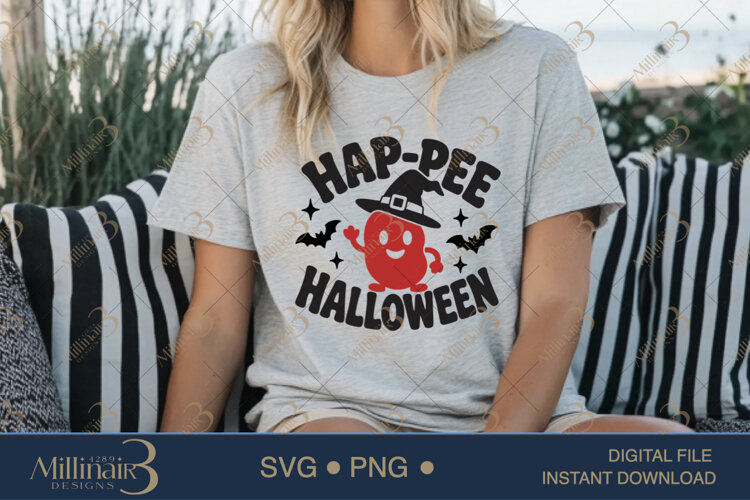 Hap Pee Halloween SVG PNG, Funny Nurse Halloween Design, Uro example image 1