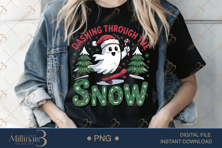 Dashing Through The Snow Ghost PNG | Funny Christmas Clipart