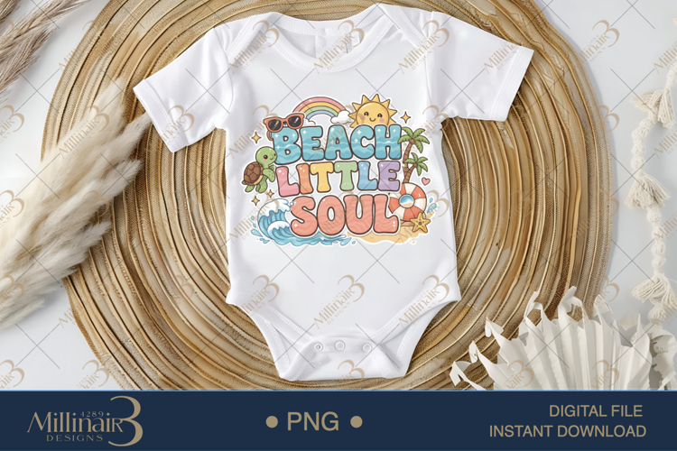 Beach Little Soul PNG, Cute Summer Beach Design, Kids Summer