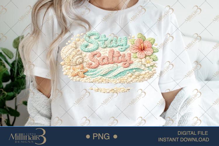 Stay Salty Crochet PNG Beachy Summer Design