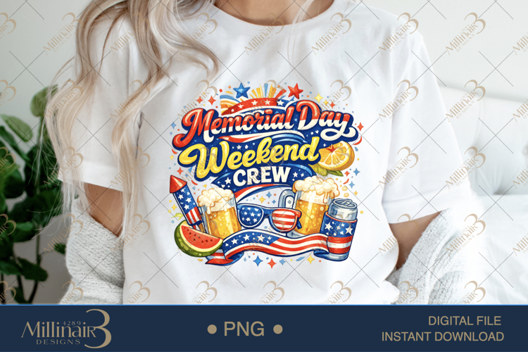 Memorial Day Weekend Crew PNG, Patriotic Party Sublimation