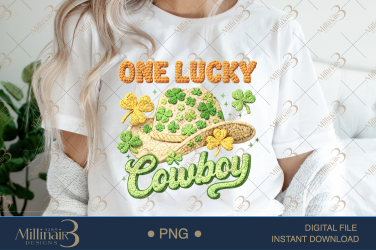 One Lucky Cowboy PNG, St Patricks Day Cowboy Hat With Shamro