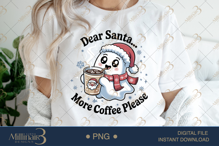 Christmas Ghost Coffee Lover PNG | Cute Holiday Clipart