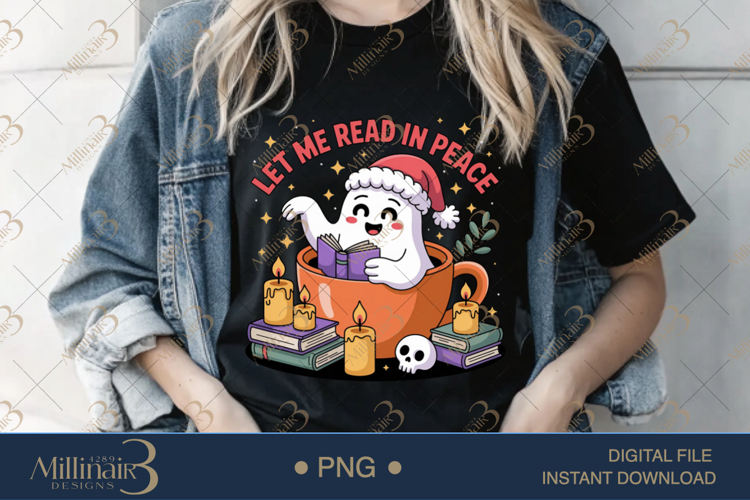 Let Me Read in Peace Ghost PNG | Cute Christmas Clipart