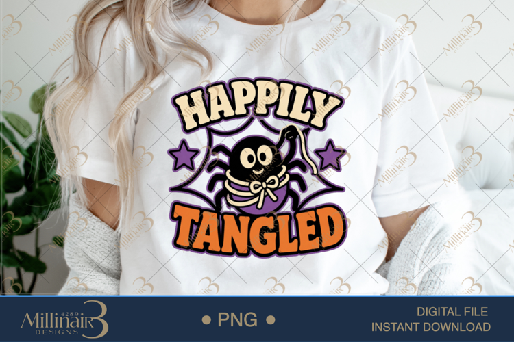 Happily Tangled PNG, Cute Crafting Quote Design, Funny Tangl