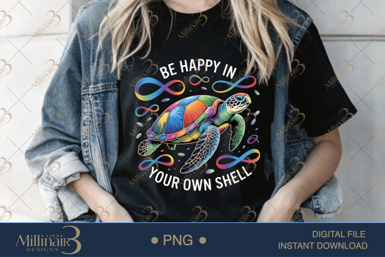 Be Happy In Your Own Shell PNG | Puzzle Piece Autism Awarene