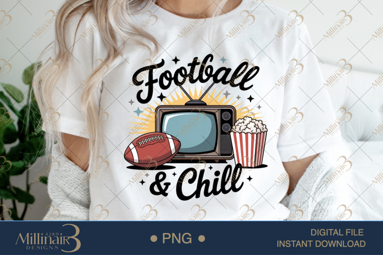 Football and Chill PNG | Game Night Digital Clipart | Game