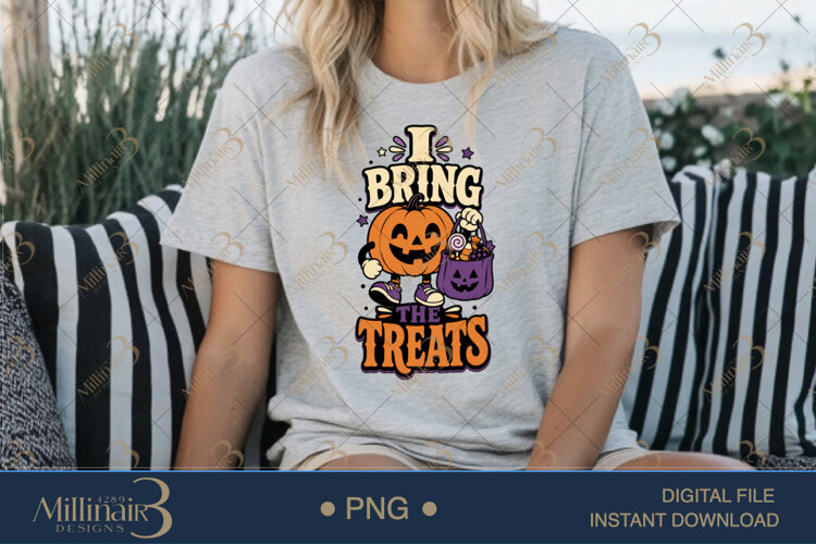 I Bring the Treats PNG, Funny Halloween Candy Quote Design, example image 1