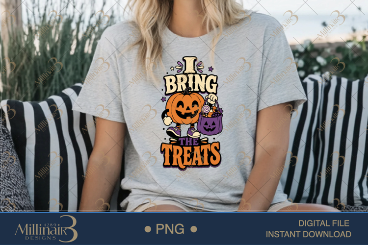 I Bring the Treats PNG, Funny Halloween Candy Quote Design,