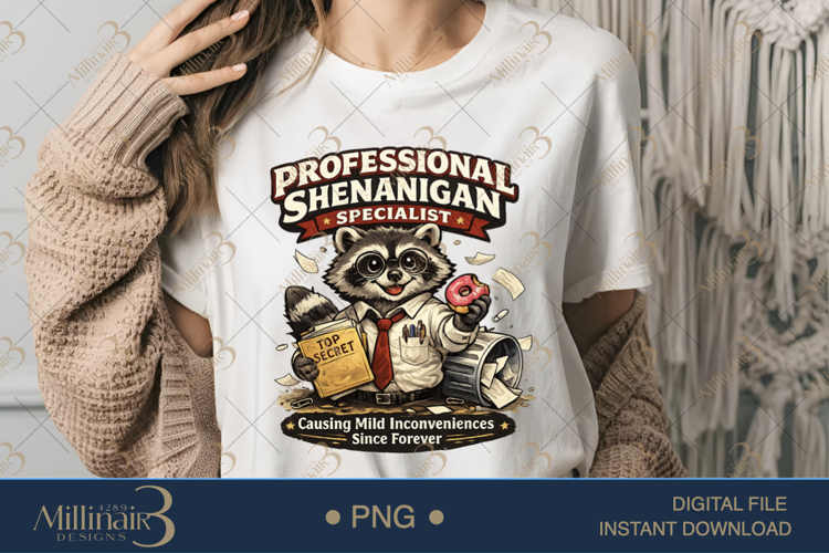 Professional Shenanigan Specialist PNG, Funny Raccoon Sublim