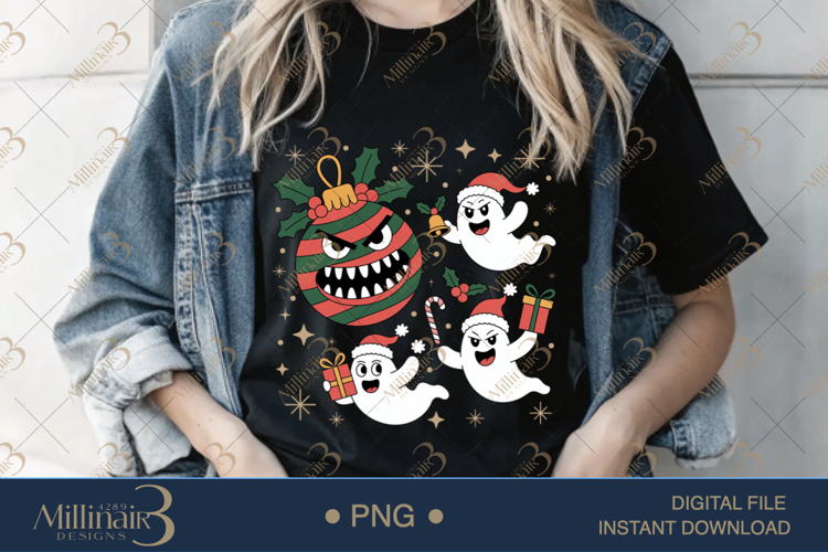 Funny Christmas Ghosts PNG | Cute Spooky Holiday Clipart