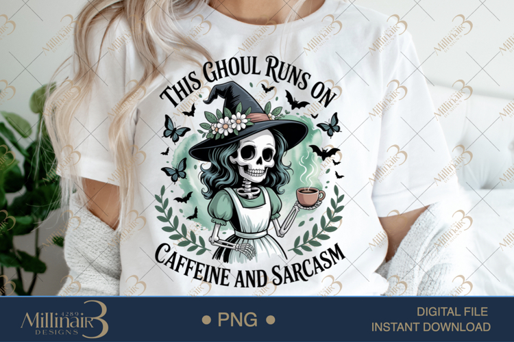 Halloween Skeleton Cafeine And Sarcasm \Halloween Coffee PNG