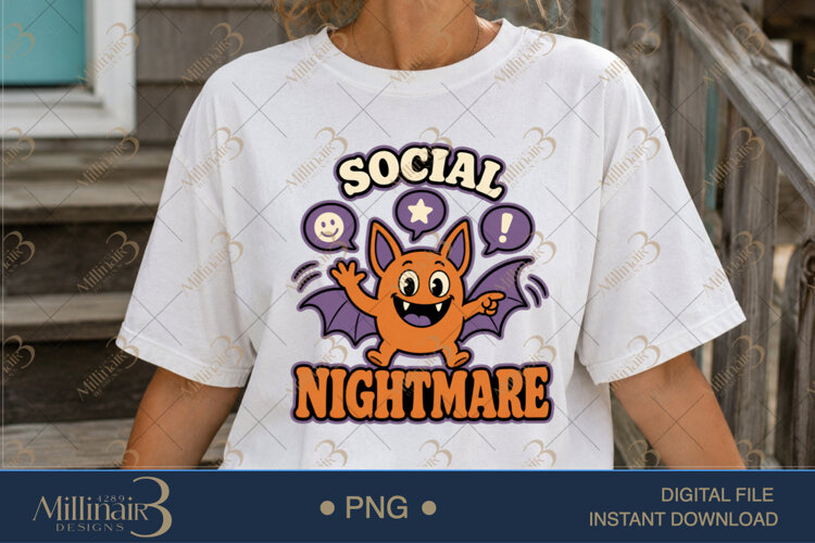 Social Nightmare PNG, Funny Introvert Halloween Design, Spoo example image 1