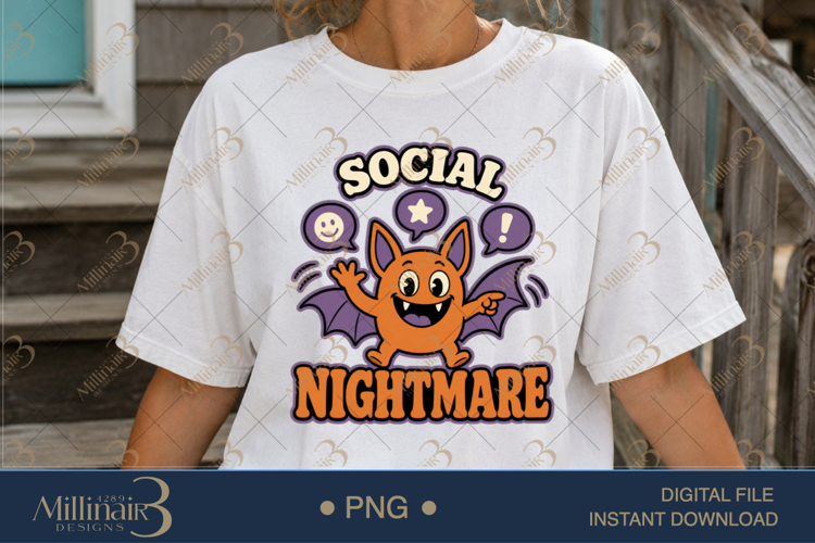 Social Nightmare PNG, Funny Introvert Halloween Design, Spoo