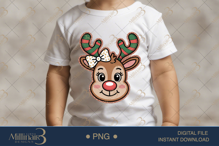 Funny Christmas Reindeer Head PNG for Kids | Cute Holiday Cl