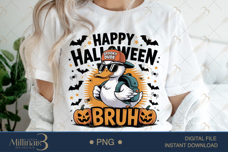 Happy Halloween, Bruh Sublimation PNG| Happy Halloween example image 1