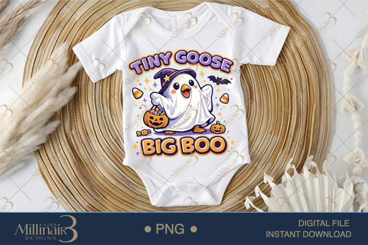 Tiny Goose Big Boo PNG, Cute Halloween Goose PNG, Ghost Goos