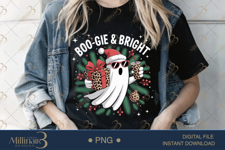Boo-gie & Bright Ghost Christmas PNG | Funny Holiday Party C