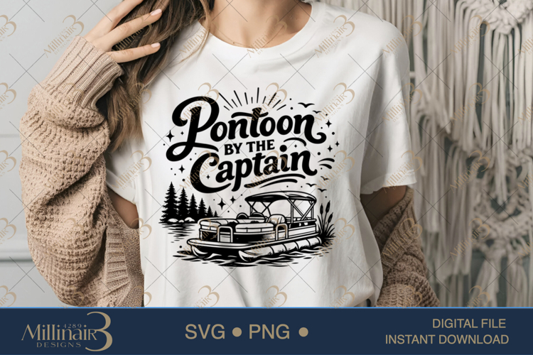 Pontoon Captain SVG PNG, Funny Lake Boat Shirt Design, Summe