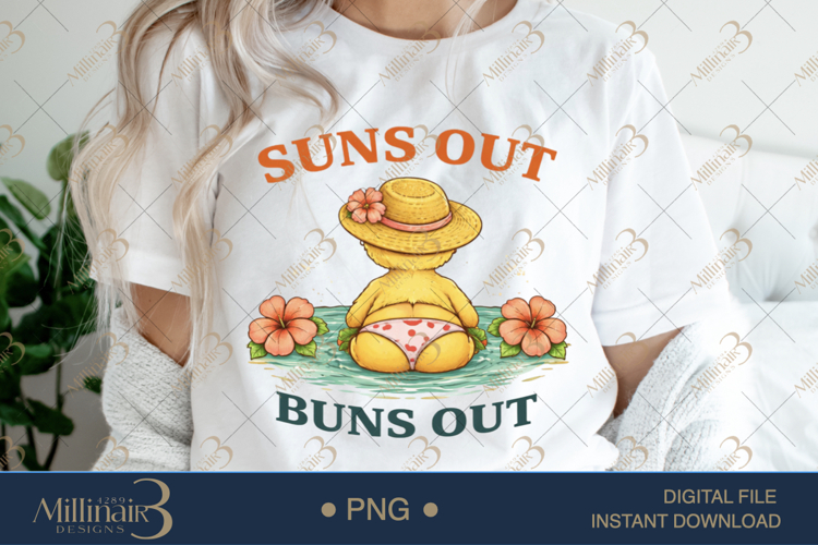 Suns Out Buns Out PNG Funny Summer Duck Clipart | Cute Beach