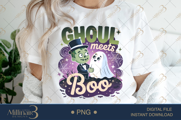 Ghoul Meets Boo PNG Halloween Couple Png, Spooky Couple Png
