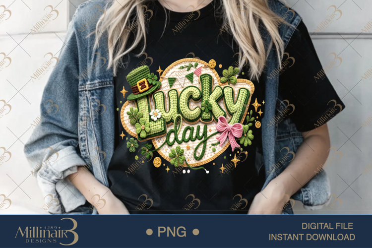 Lucky Day St Patricks Day PNG, Shamrock Clover Clipart