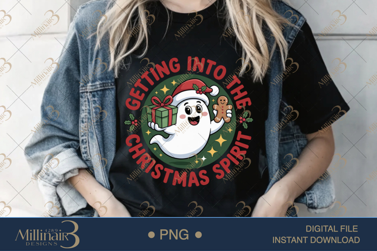 Getting Into The Christmas Spirit PNG | Cute Ghost Holiday C