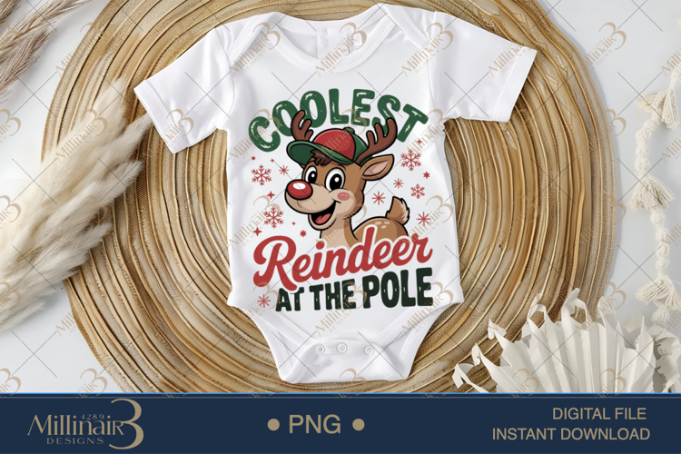 Coolest Reindeer at the Pole PNG | Boy Christmas Clipart Des