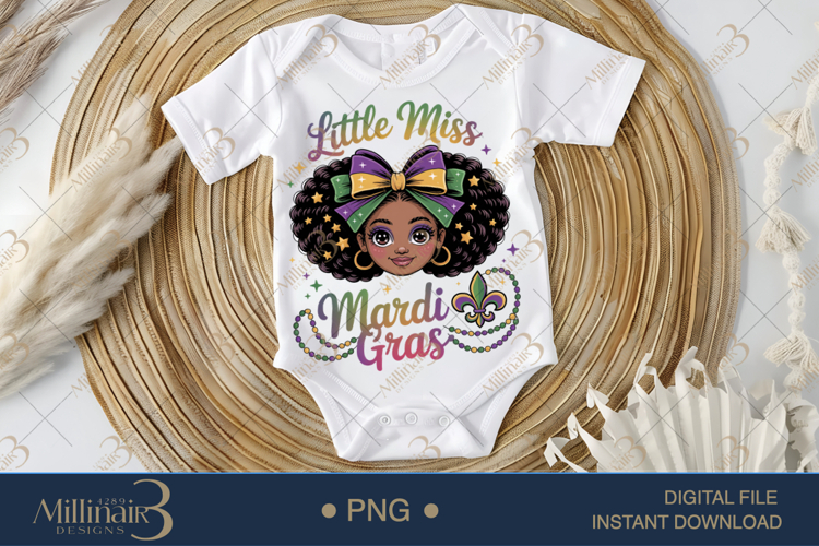 Little Miss Mardi Gras PNG, Cute Mardi Gras Girl Shirt Desig