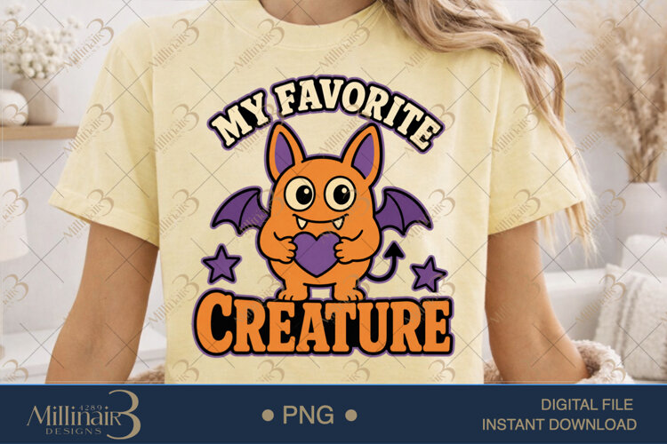 My Favorite Creature PNG, Cute Spooky Halloween Design, Funn example image 1