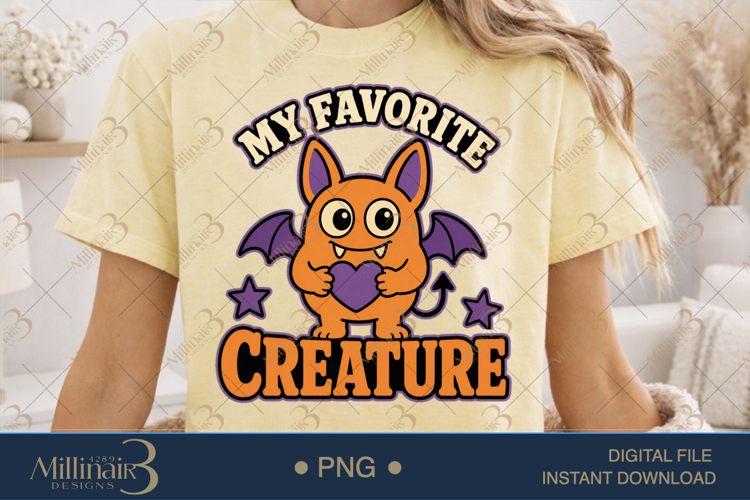 My Favorite Creature PNG, Cute Spooky Halloween Design, Funn