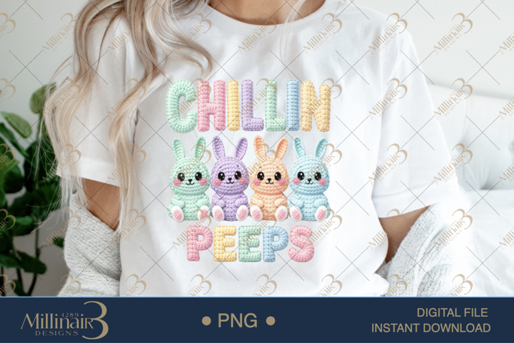 Chillin Peeps PNG, Crochet Easter Sublimation Design, Cute P